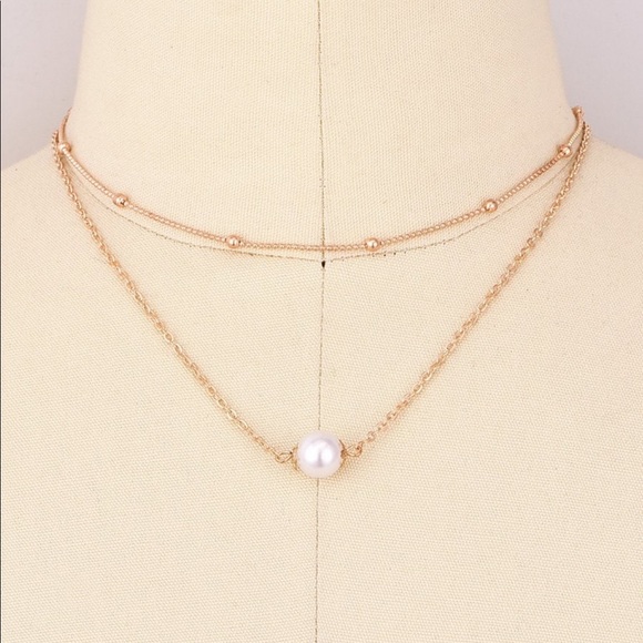 Double layer pearl necklace choker - Picture 6 of 7